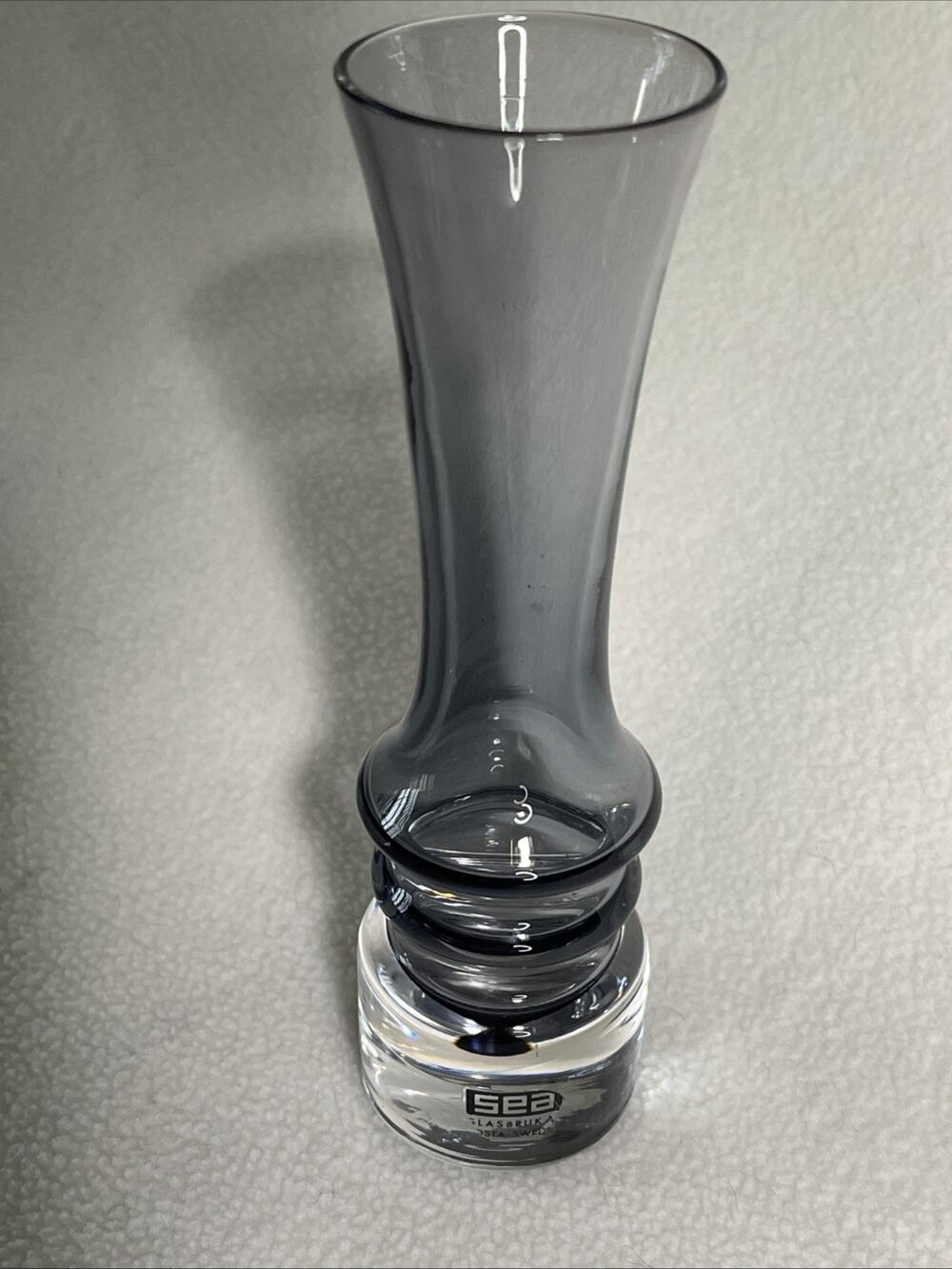 Vintage 1960s 1970s Sea Glasbruk Bud Vase in Indigo Blue